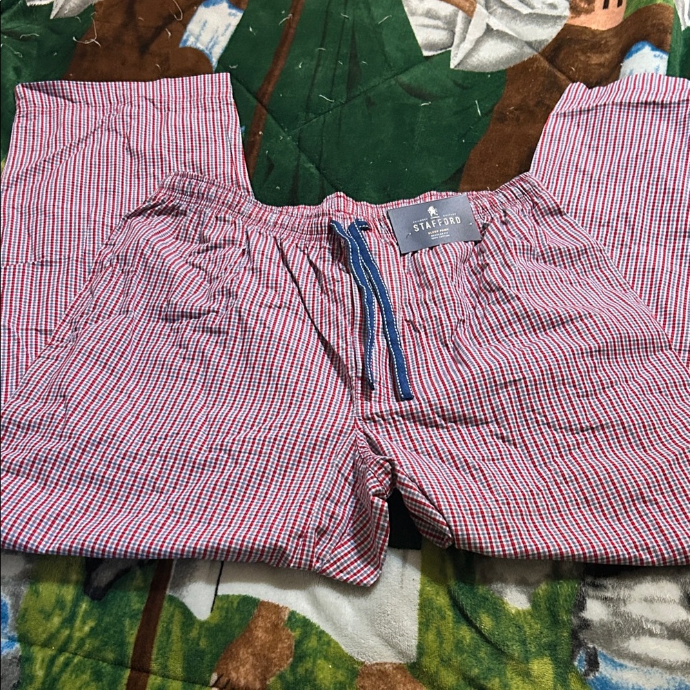 Stafford Red and White Striped Pajama Pants